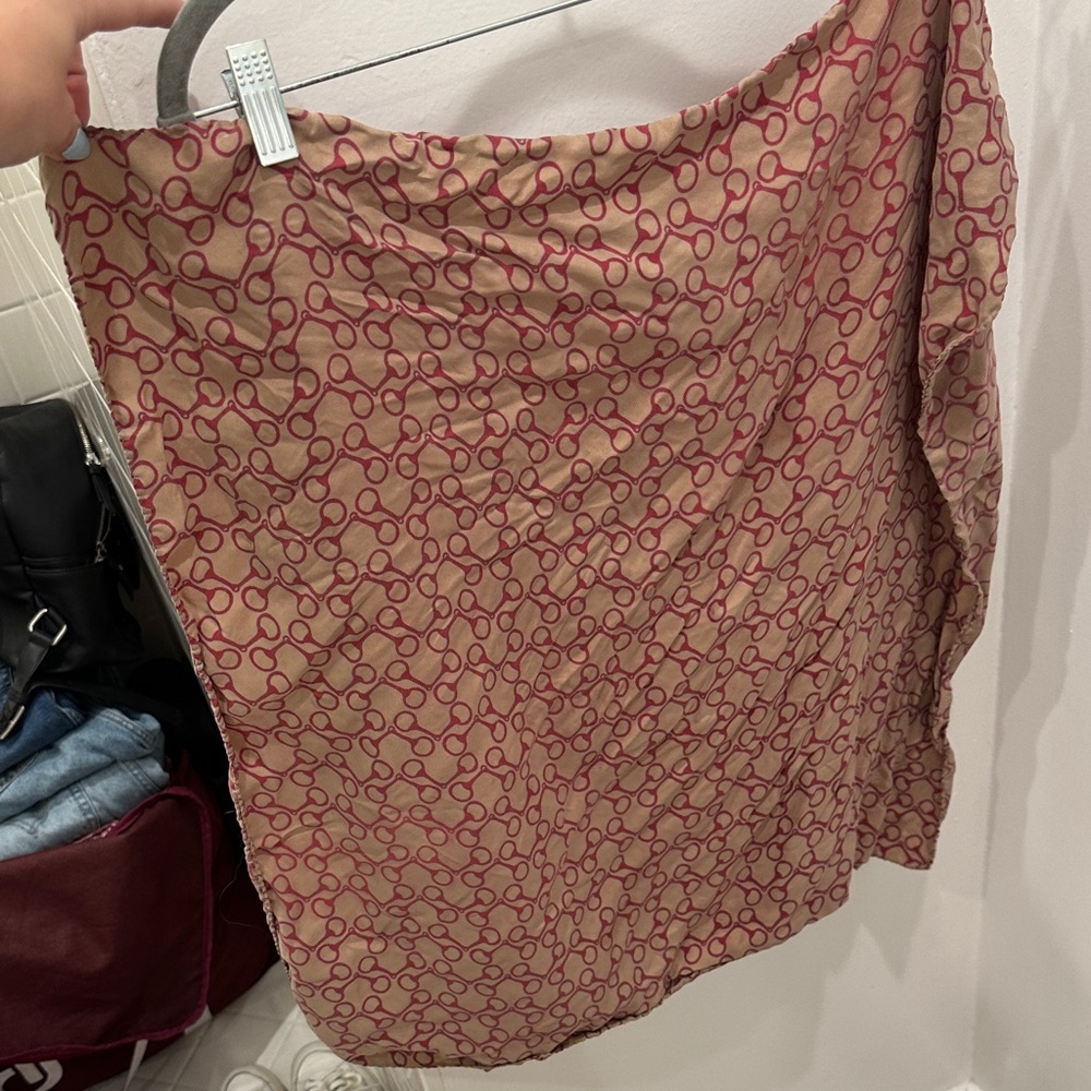 Beige and Red Patterned Women's Scarf Square